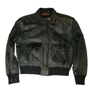 ROCK CREEK Vintage Dark Green Multicolor Liner Full Zip Leather Aviator
